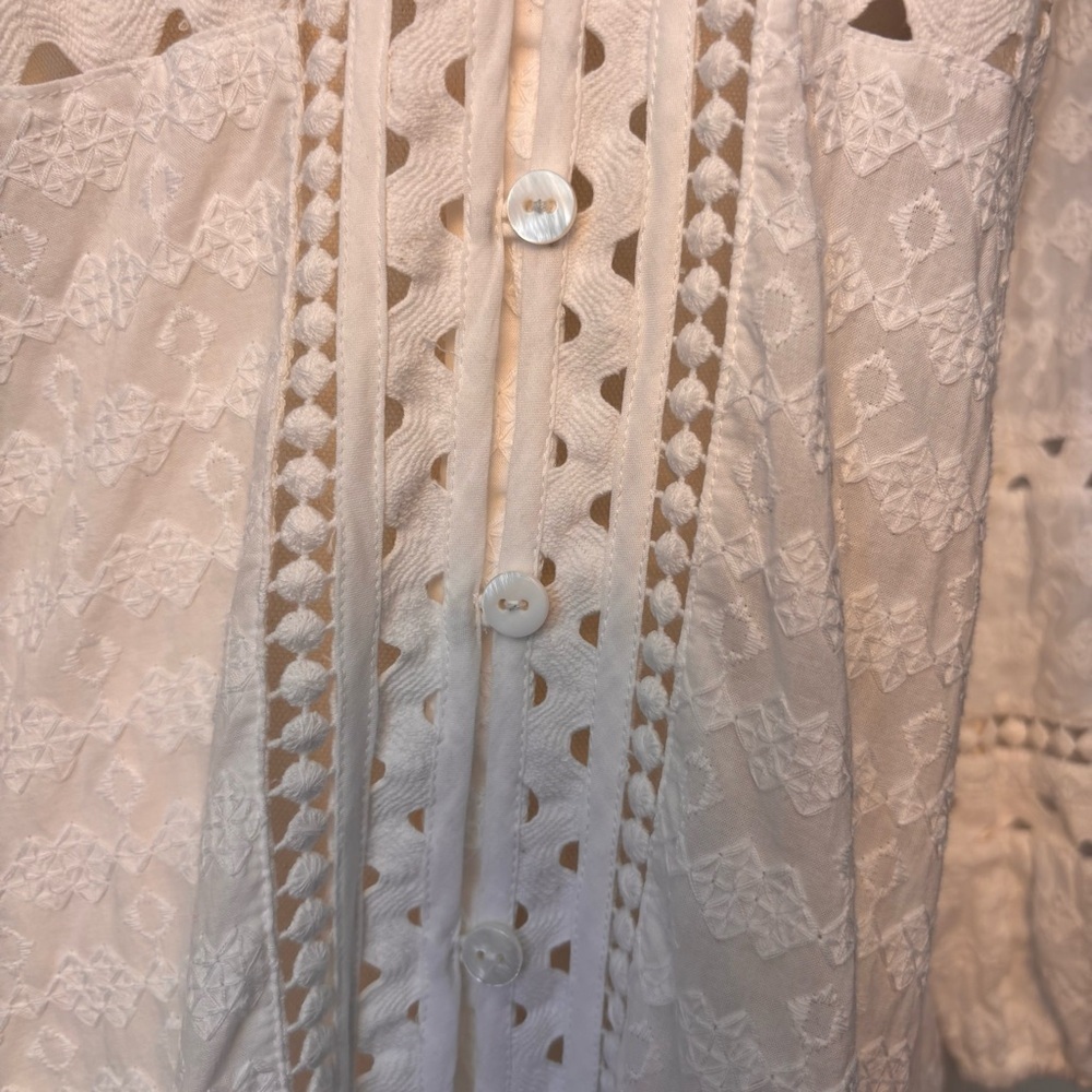 Veronica Beard Daeja V-Neck Eyelet Intricate Lace 3/4 Sleeves Mini Dress Size XS - Picture 4 of 14